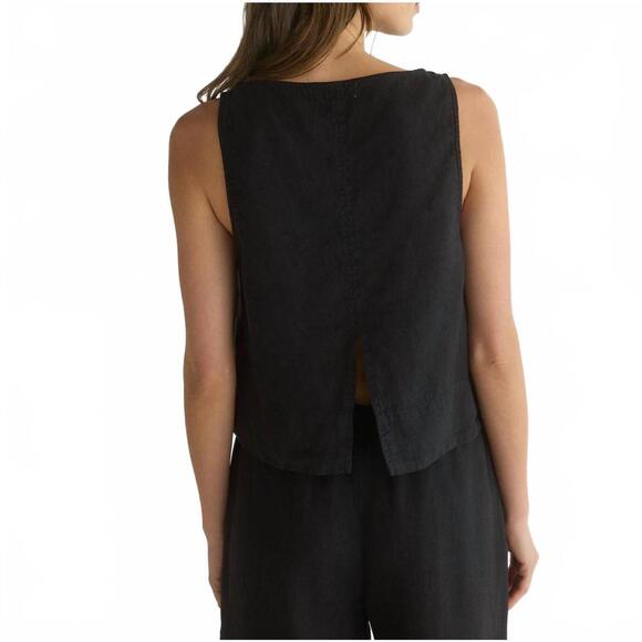 NEW BELLA DAHL sleeveless boat neck split back top in black - Picture 4 of 4